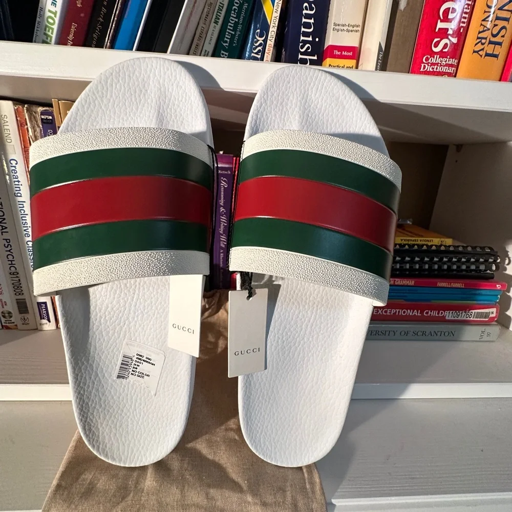 Gucci White Rubber Slide Soles with Embossed Logo